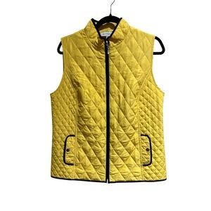 Southern Lady Sun Yellow Quilted Vest w/ Black Piping Size S Classic Layering